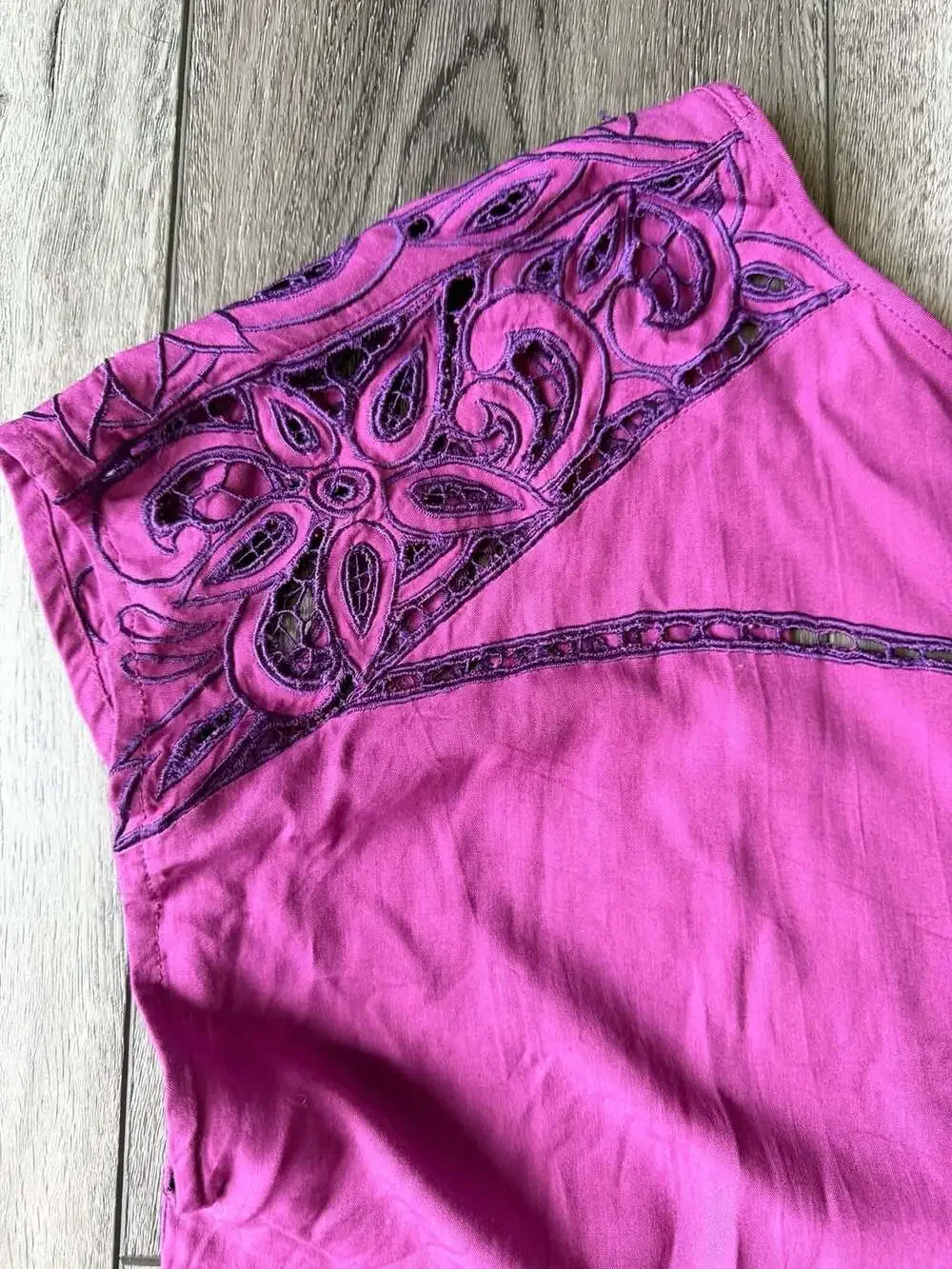 Free People Heartland Mini Dress Purple Embroidered Tunic